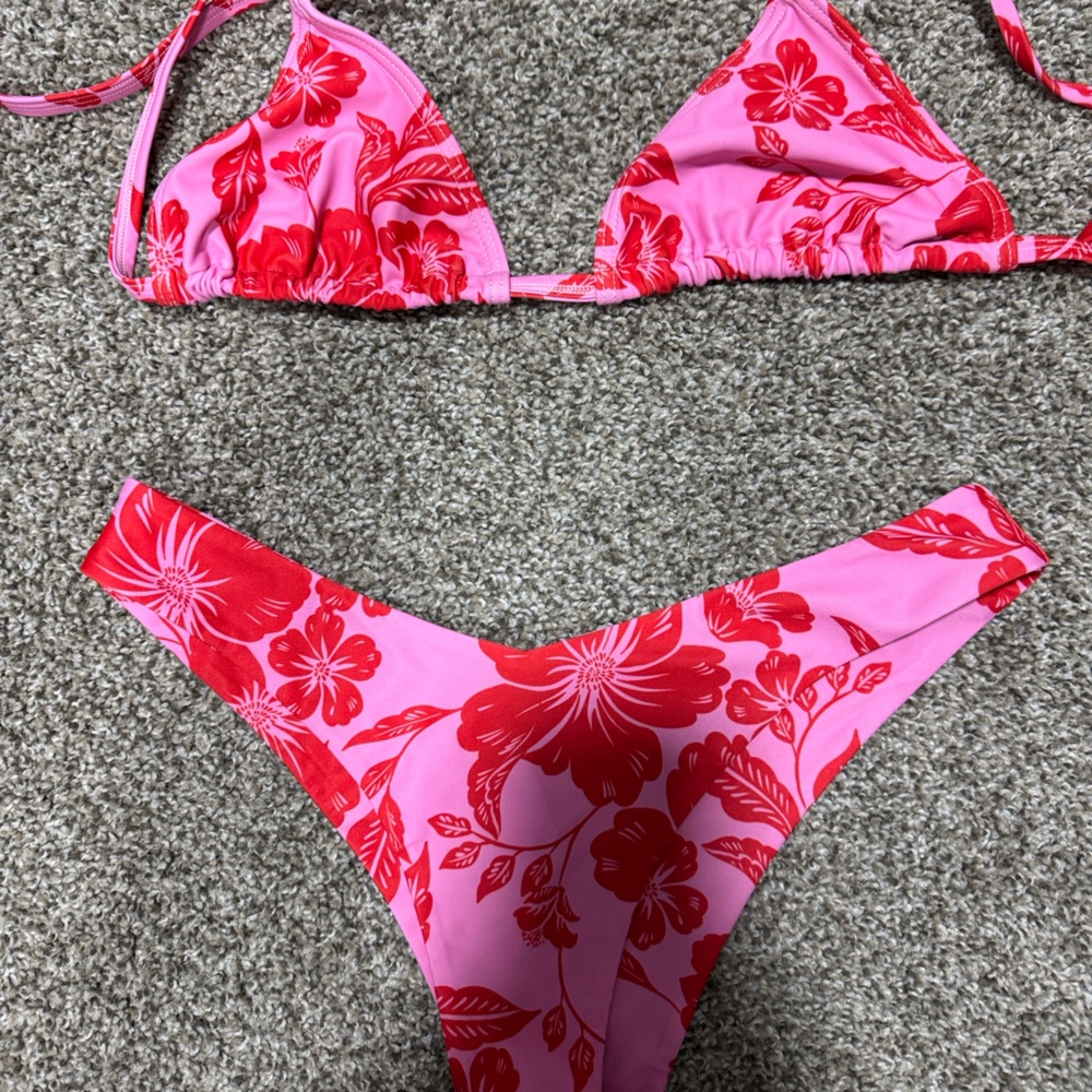 Kulani Kinis Pink and Red Floral Bikini